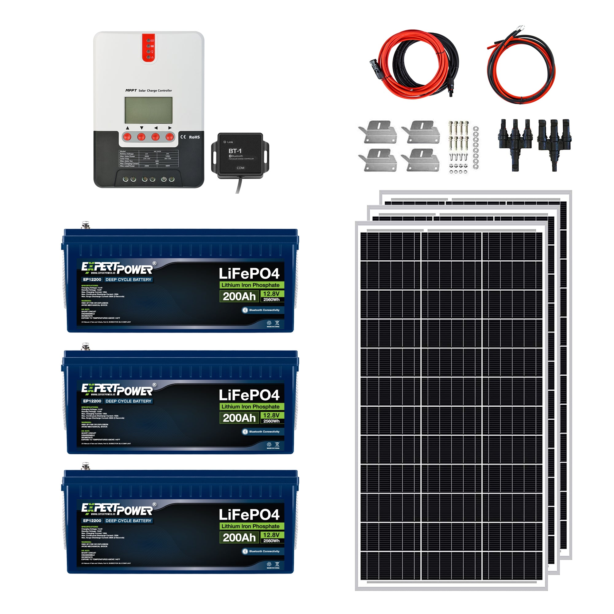 12V 600Ah & 300W Off-Grid Solar System Kit | 30A MPPT Solar Charge ...