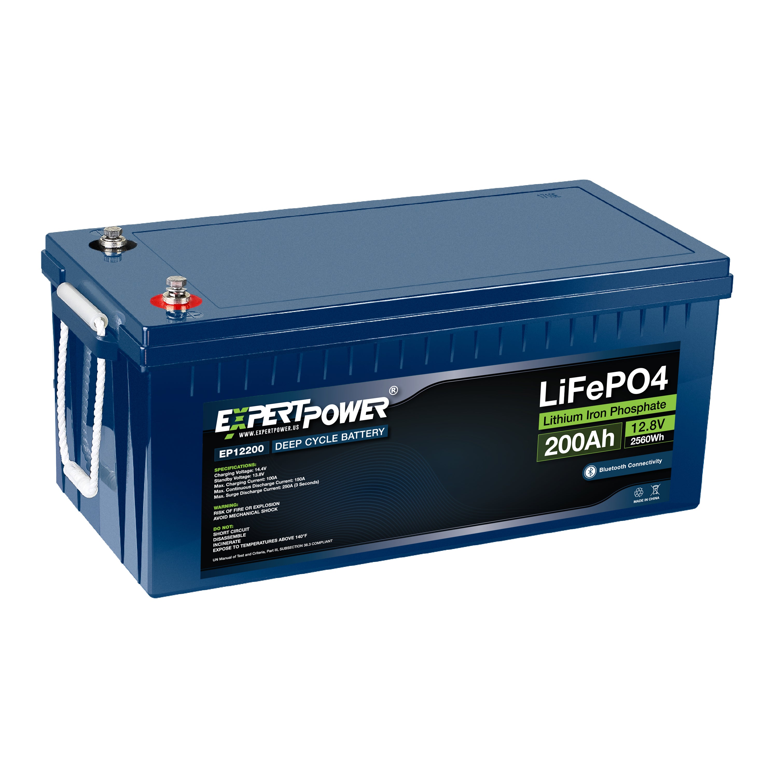 30°C Bluetooth LiFePO4 200Ah 12V 2560Wh Lithium