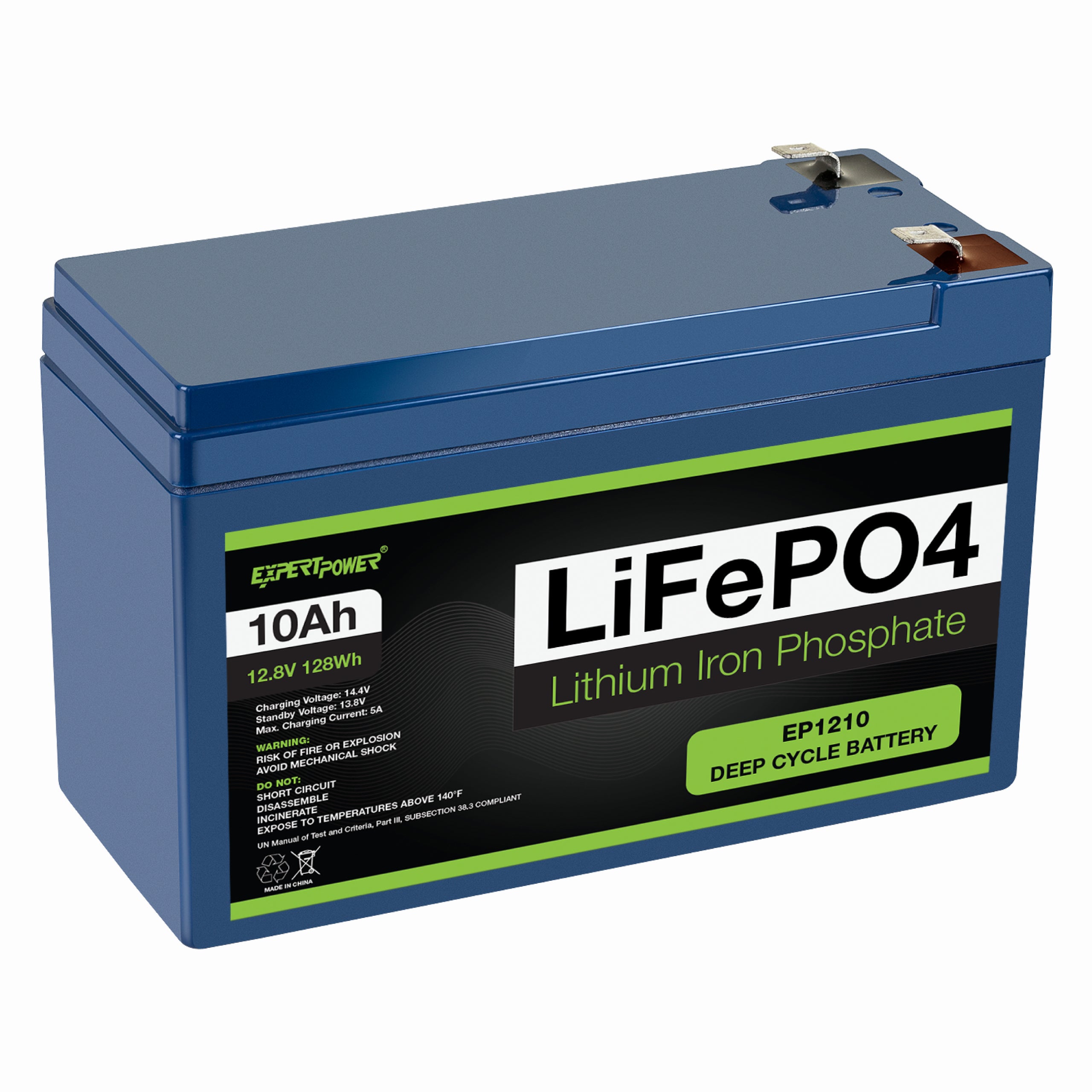 ExpertPower 12V 10Ah Lithium LiFePO4 Deep Cycle Rechargeable Battery | 2500-7000 Life Cycles & 10-Year Lifetime | Built-In BMS EP1210